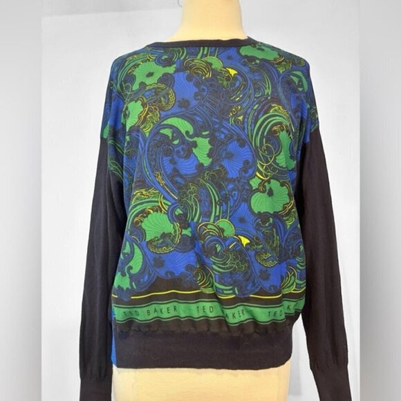 TED BAKER Bekii Stargaze Woven Front Sweater In Dark blue size 3 (US6-8) - Picture 8 of 15